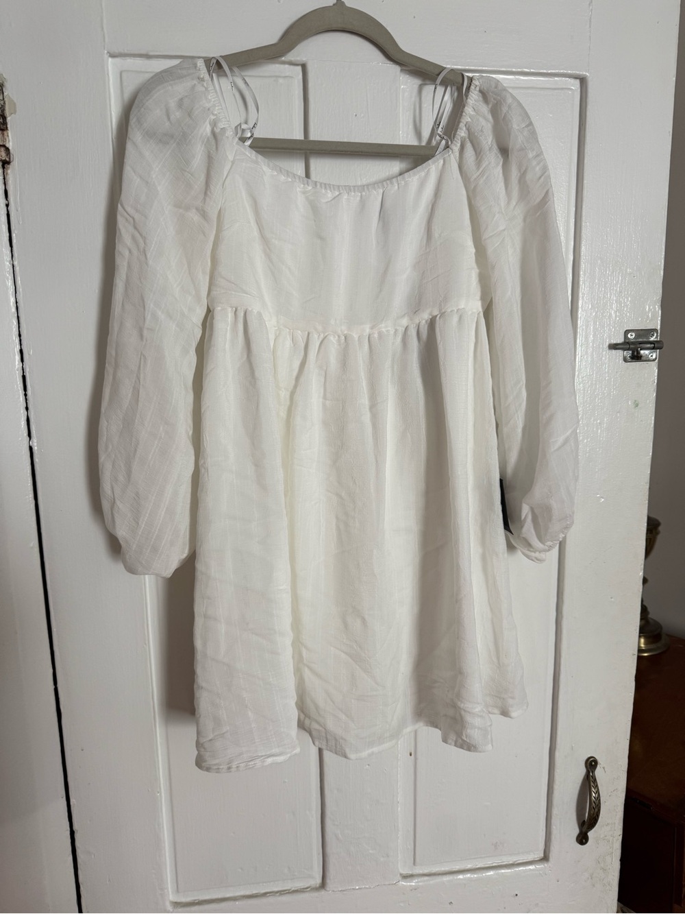 Lulu's White Puff-Sleeve Peasant Dress